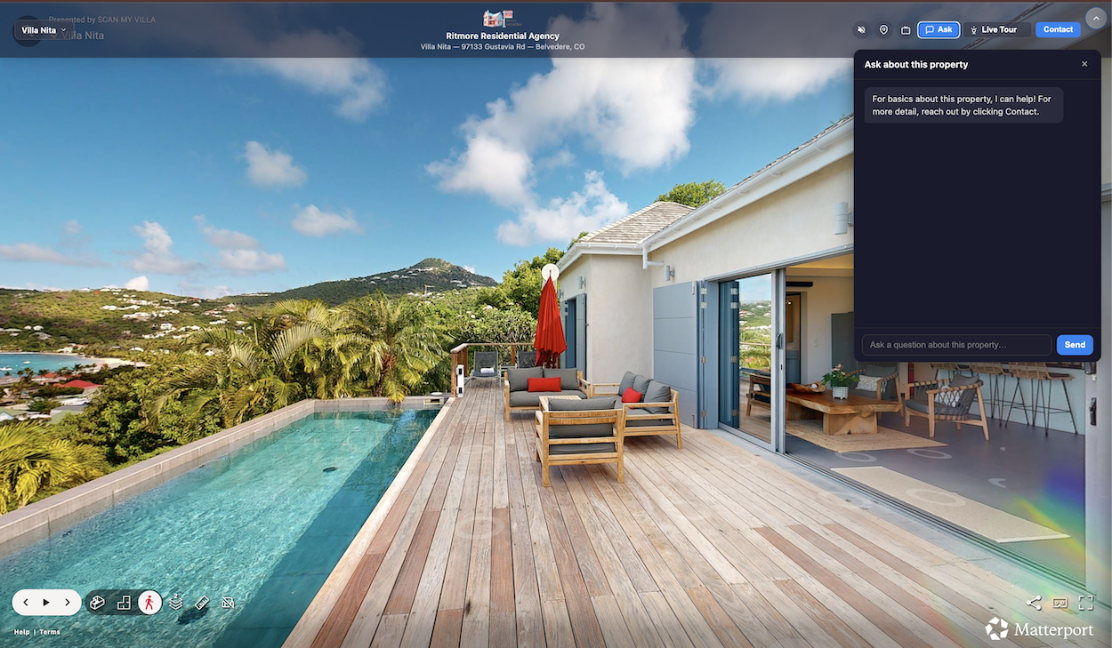 Visitors can chat for automated answers based on property info uploaded by client 😇